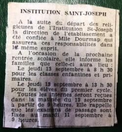 Depart des soeurs dauphiné libéré 8 septembre 1973